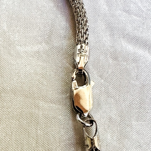 Italian Sterling Silver Woven Chain with Ball charm 925 18” Itaor signed Italy - Picture 3 of 4